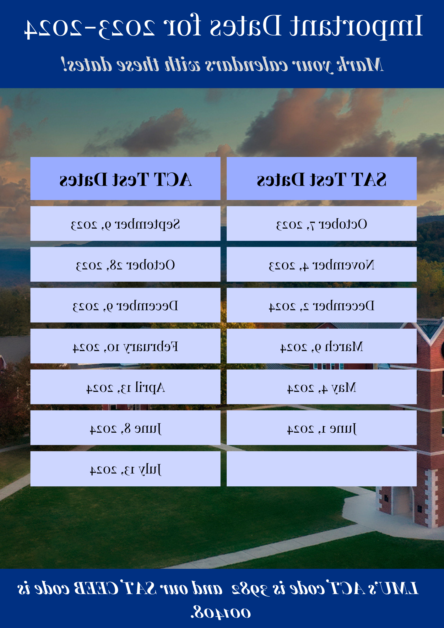 important SAT and ACT Dates